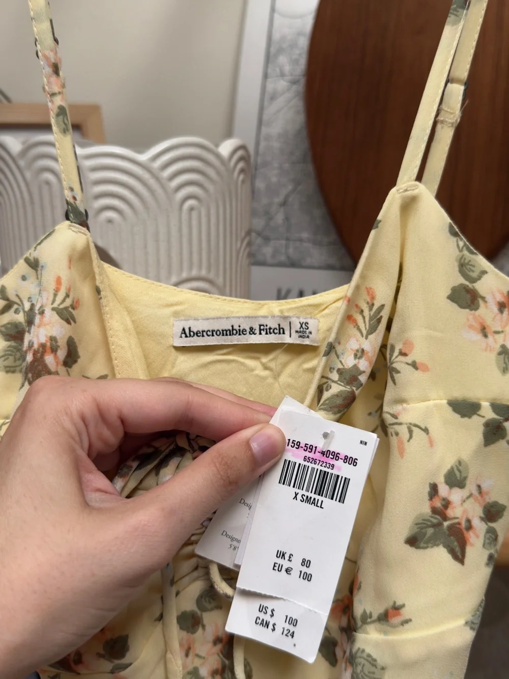 Abercrombie & Fitch Yellow Floral Maxi Slip Dress size XS